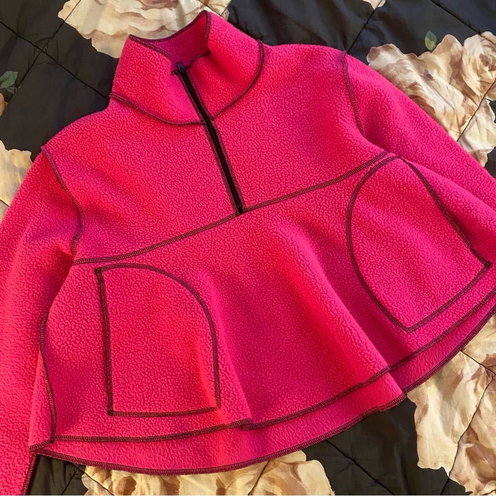 neon pink fleece sweatshirt